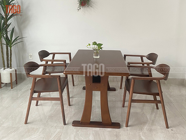 Bộ bàn ăn Óc Chó - 1M35 walnut